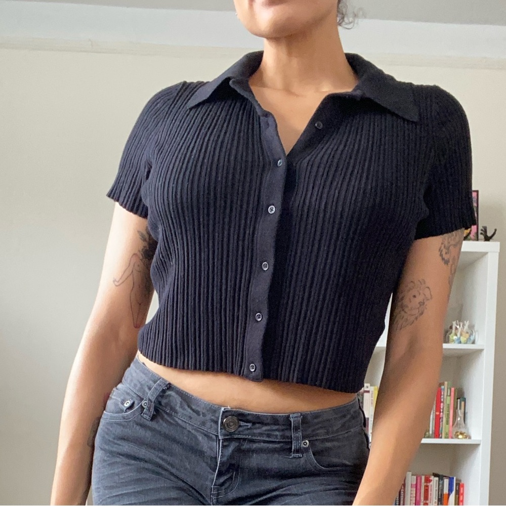 H&M Button Front Ribbed Top